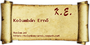 Kolumbán Ernő névjegykártya